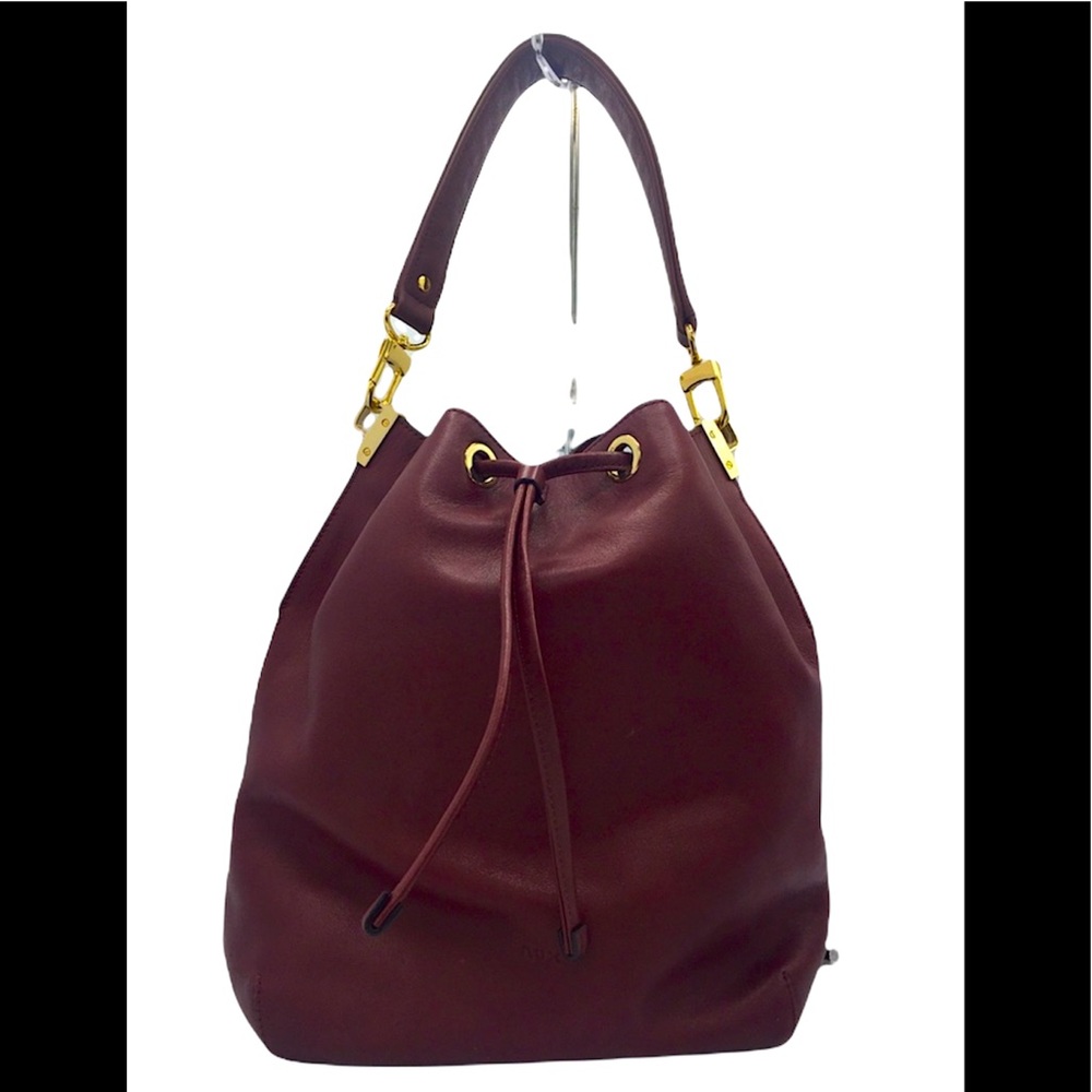 Auxiliary Bordeaux Leather Shoulder Hobo Bag